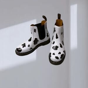 Dr. Martens Hand-Painted Cow Print Chelsea Boots (Women’s US 10 / EU 42 / UK 8)